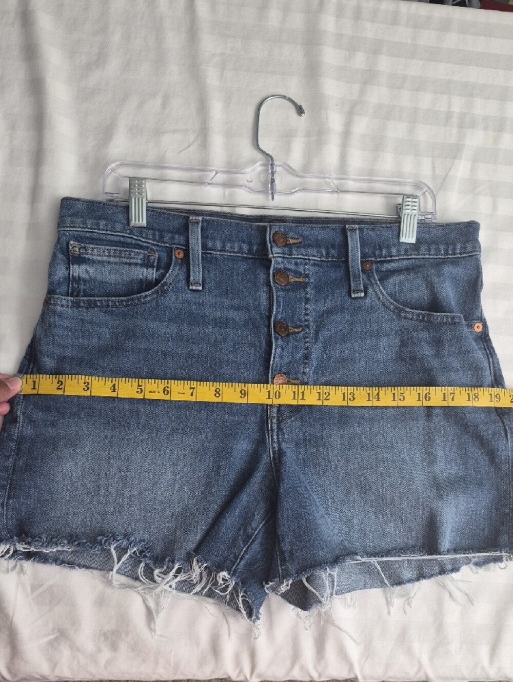 10Size Madewell Denim High-Rise Button-Front Women’s Shorts - Blue - Picture 6 of 13